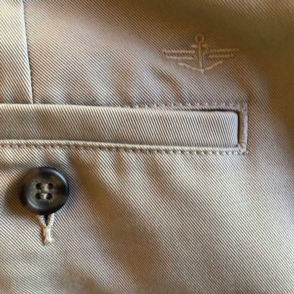 Dockers flat front khakis, tan, size 32x32